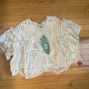 FARM Rio Off white Palm Tree Richilier Blouse - Size S.